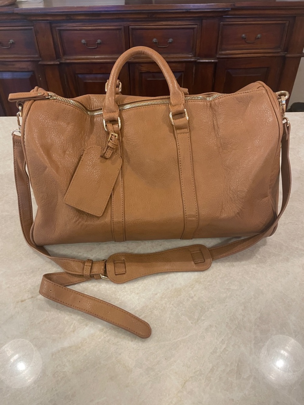 Tan Weekender Duffel Bag